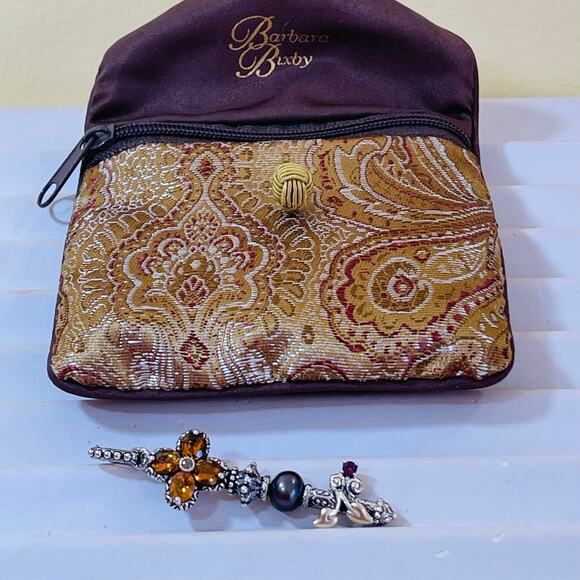 Barbara Bixby Pendant Enhancer Sterling 18k Gold Citrine Garnet Pearl Key Silver - Picture 14 of 14